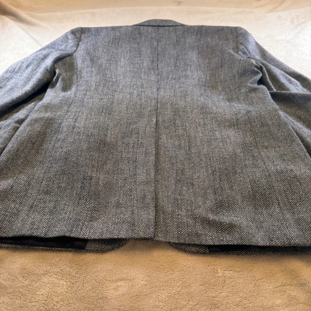 Haggar Wool Herringbone Gentlemen's‎ Fit Blazer Sport Coat Blue Ivy Prep Sz 42L